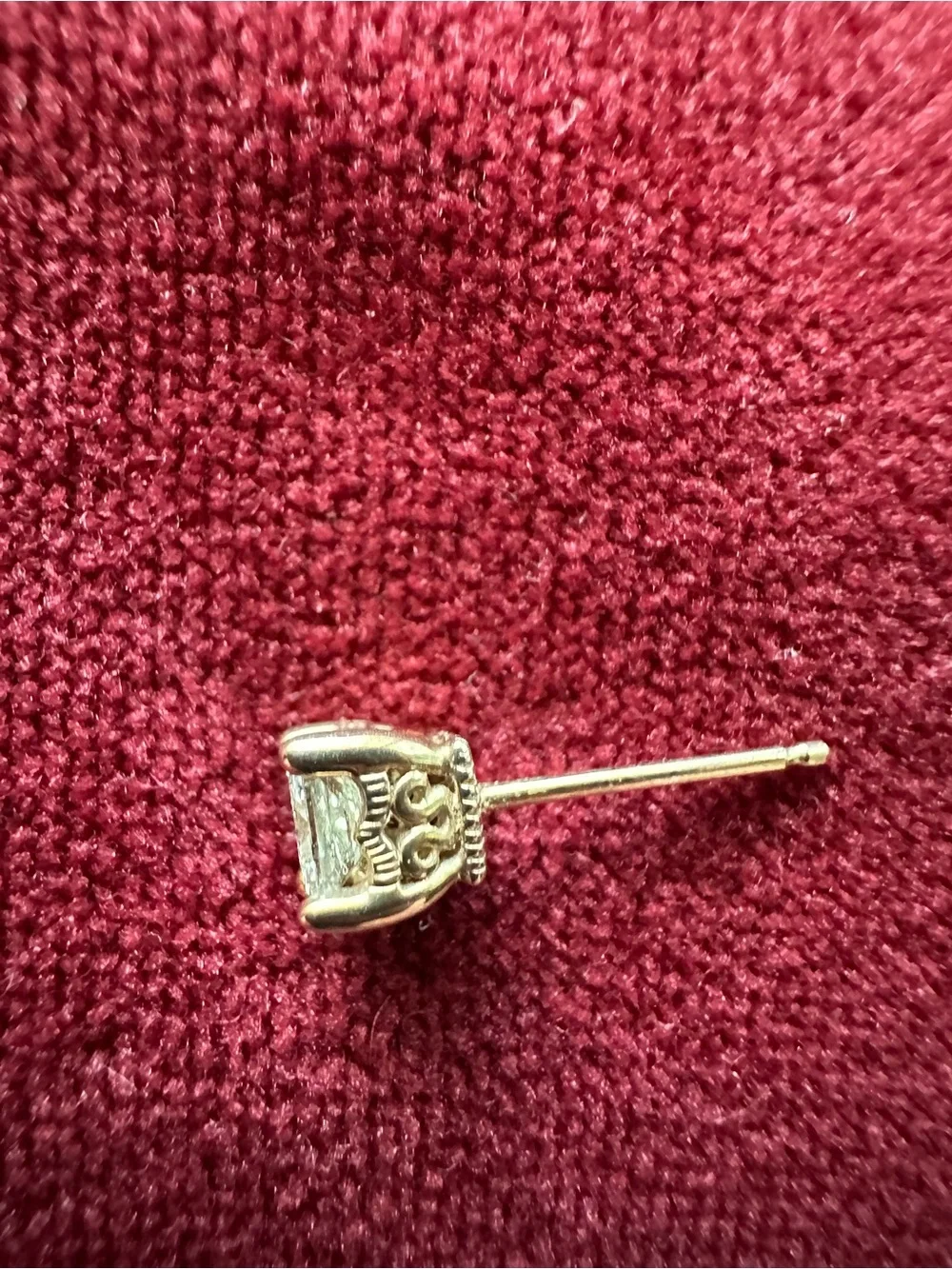 Single 10 K Gold-Clear Stone Stud Earring - Women Jewelry